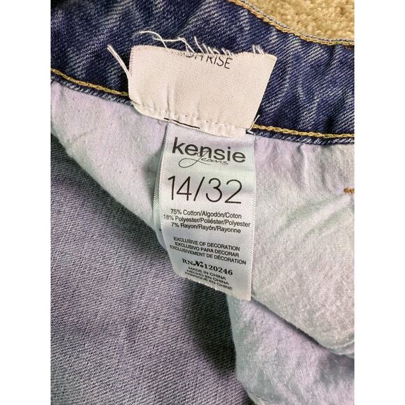 Kensie Blue Distressed Wide Leg Jeans Size 14 But Fit Like A 12 - Picture 9 of 15